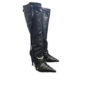 Kluolandi Black Tassel Heeled Boots